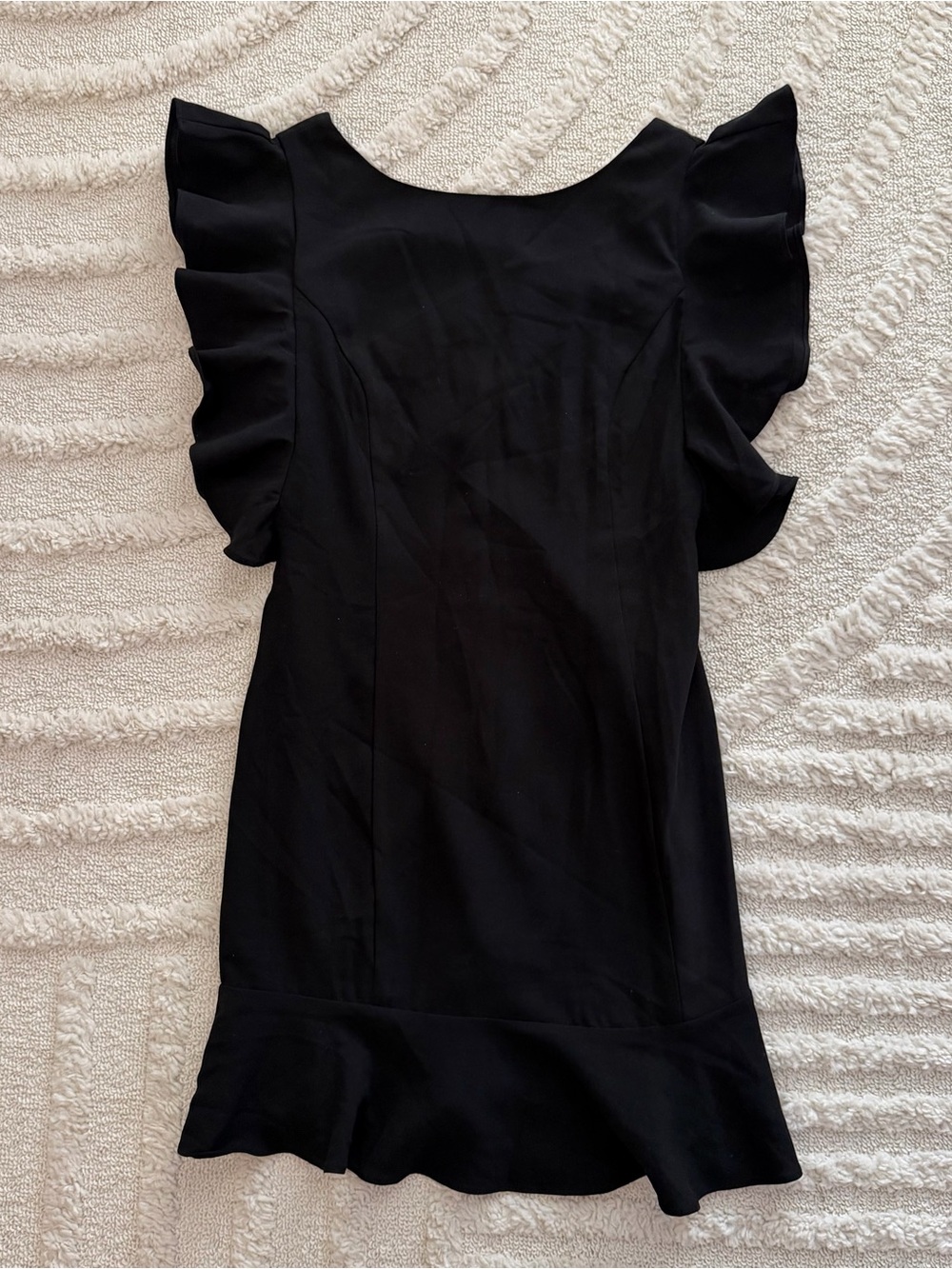 Women’s Black Ruffle Sleeve Short Dress Fit & Flare Cocktail Party Size Small